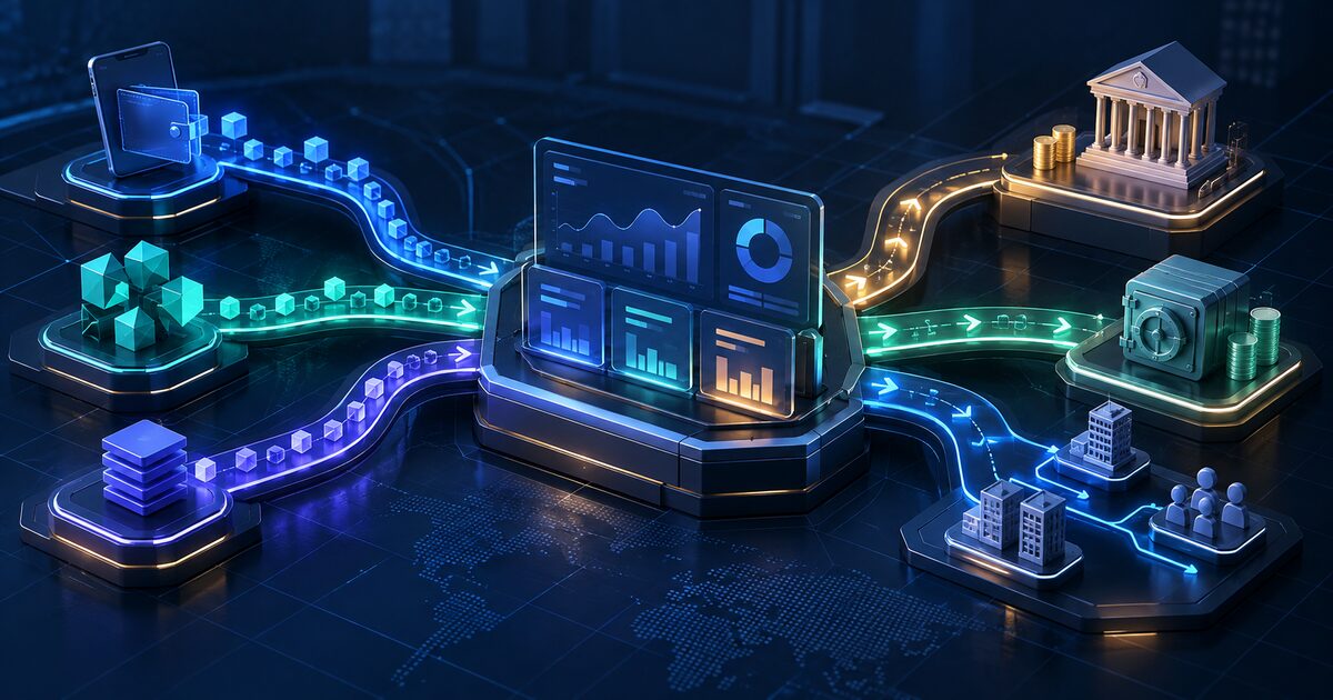 Several payment rails converging into merchant settlement and payout operations