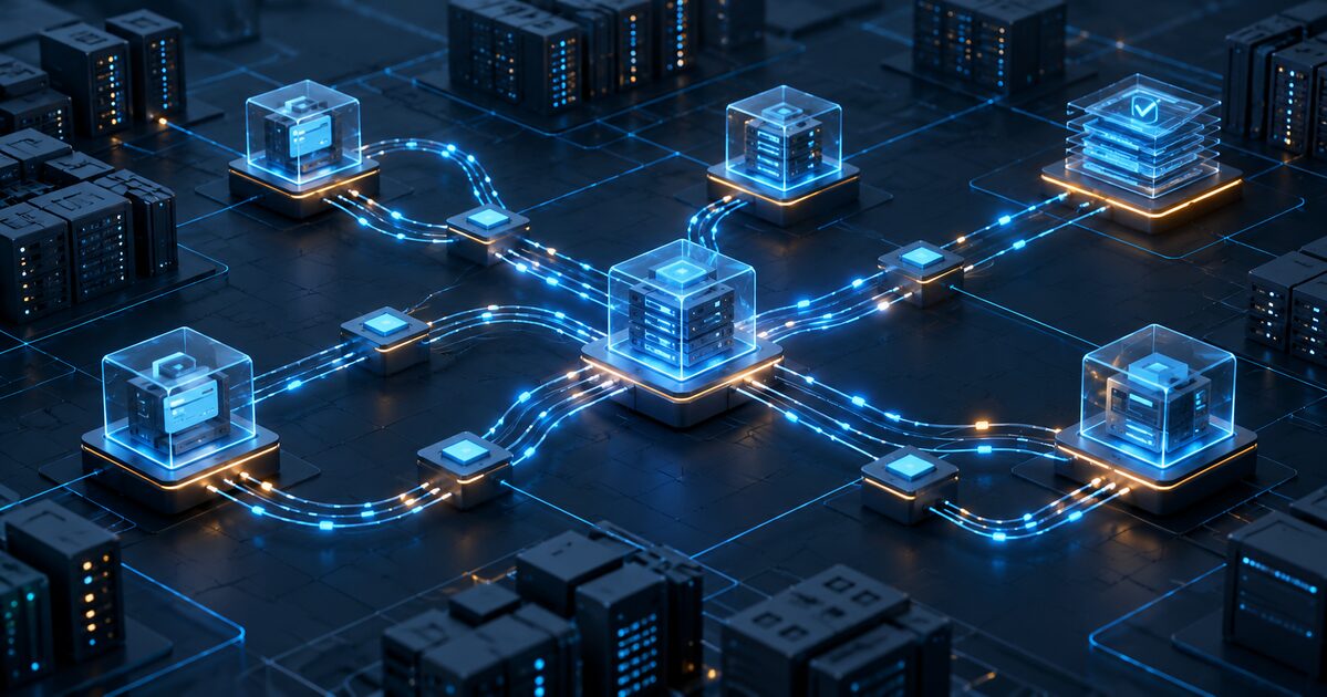 Real-time payment events moving between connected infrastructure nodes